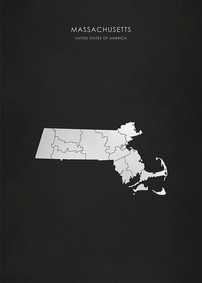 Silver Massachusetts Map