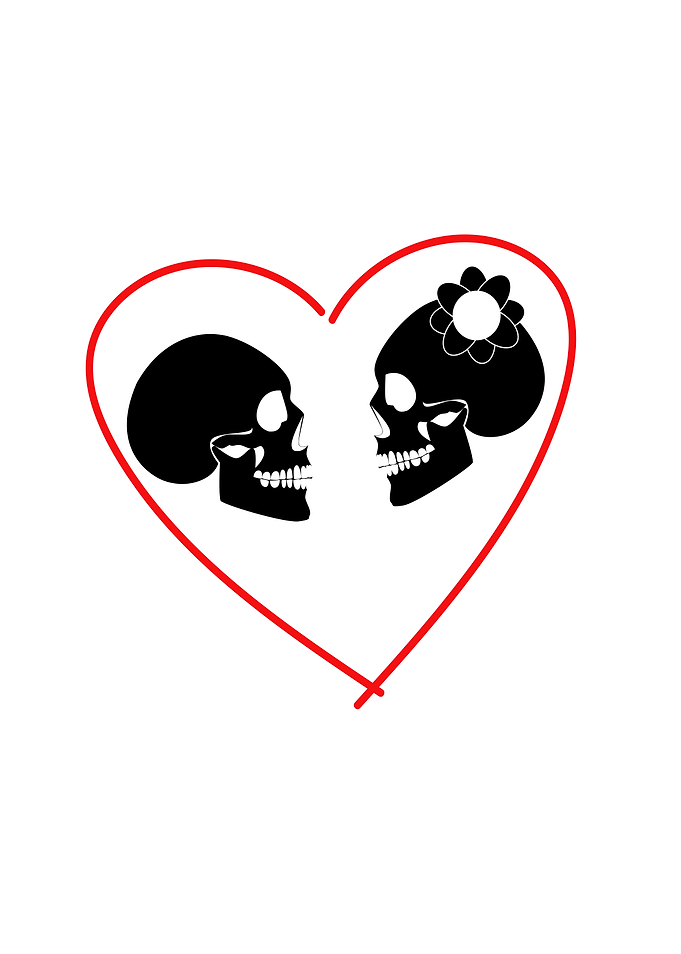 Skull icon wedding couple