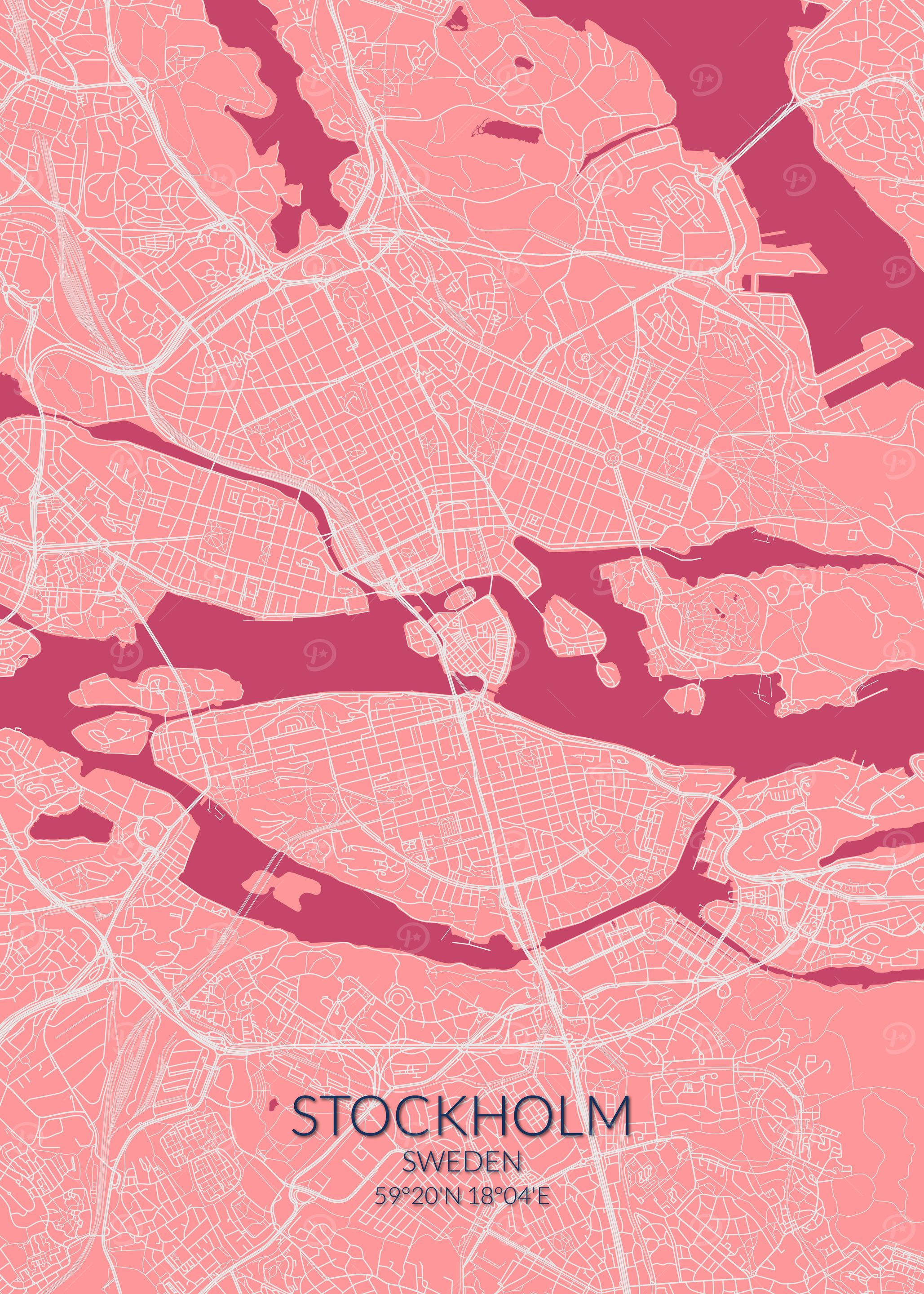 Stockholm Pink Rose Map