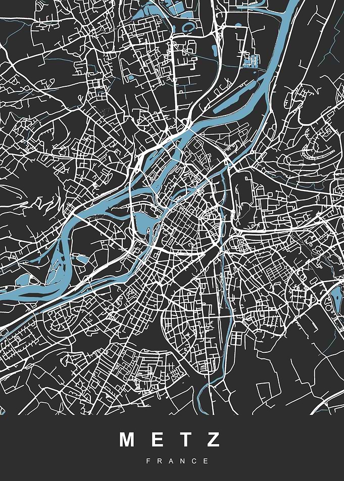 METZ map France Black