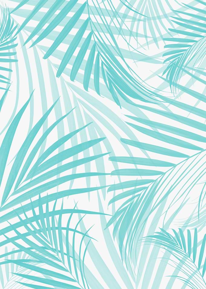 Turquoise Palm Leaves 4