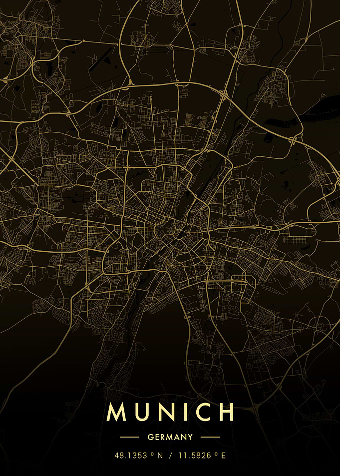 Munich City Map Gold