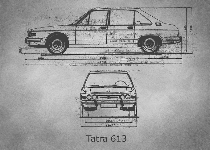 Tatra 613 Blueprint gray