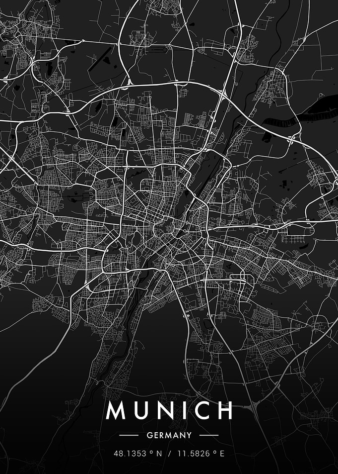 Munich City Map Dark