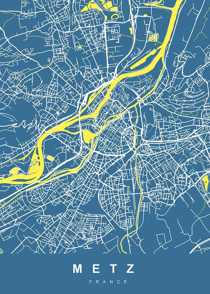 METZ map France Blue