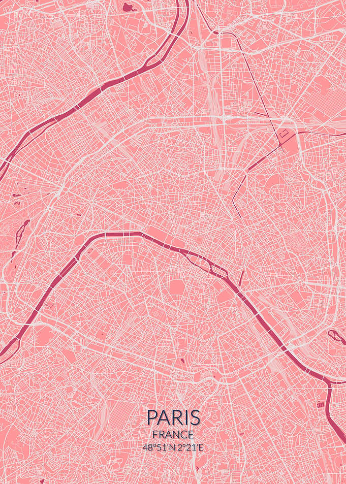Paris Pink Rose Map