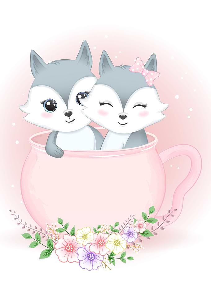Couple fox in cup