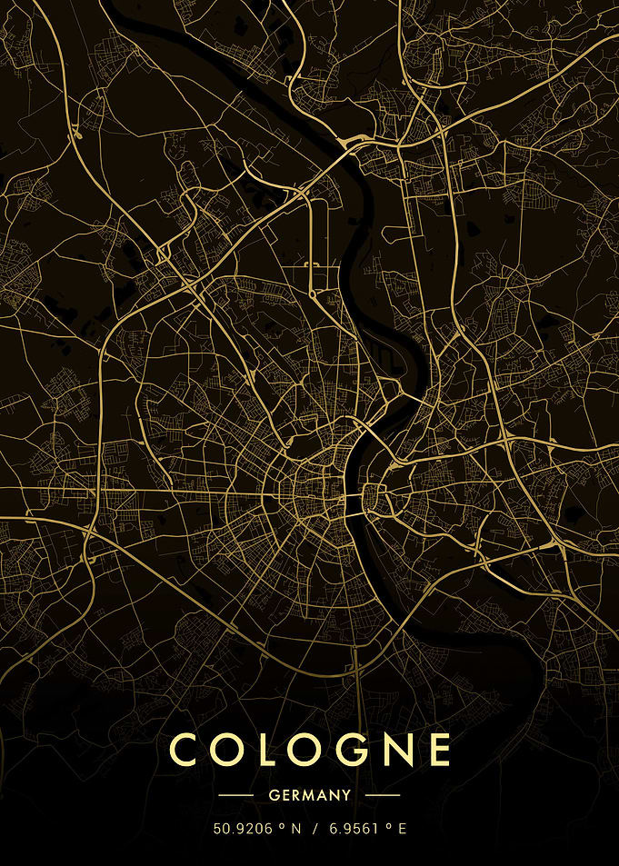Cologne City Map Gold
