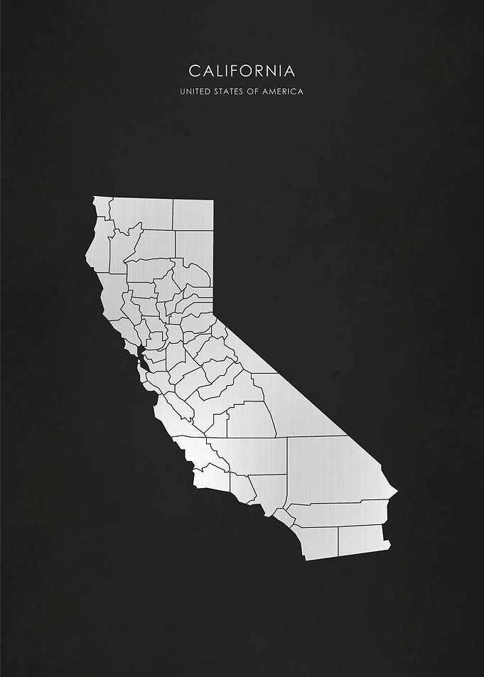 Silver California Map