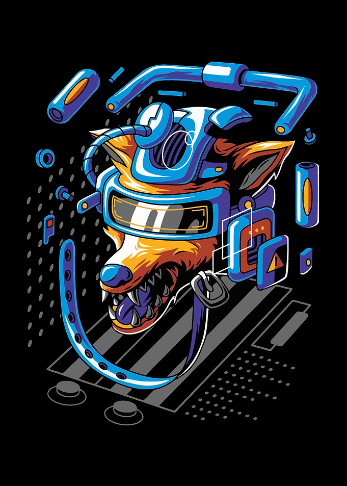 Space surreal wolf