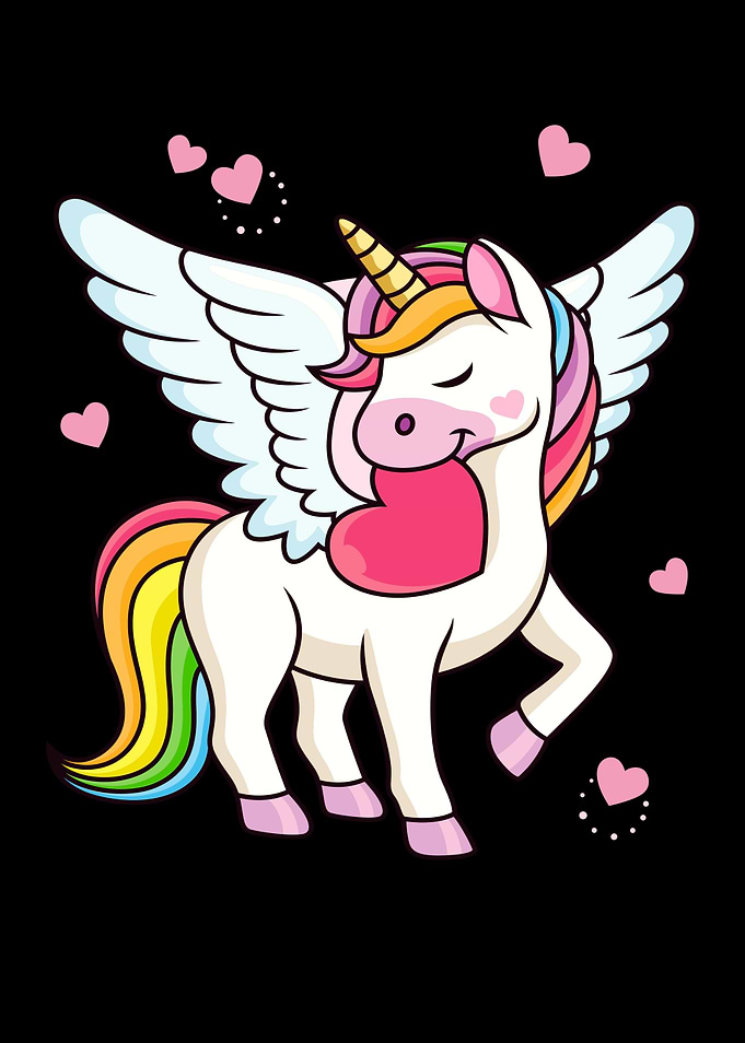 Cute Unicorn With Hearts