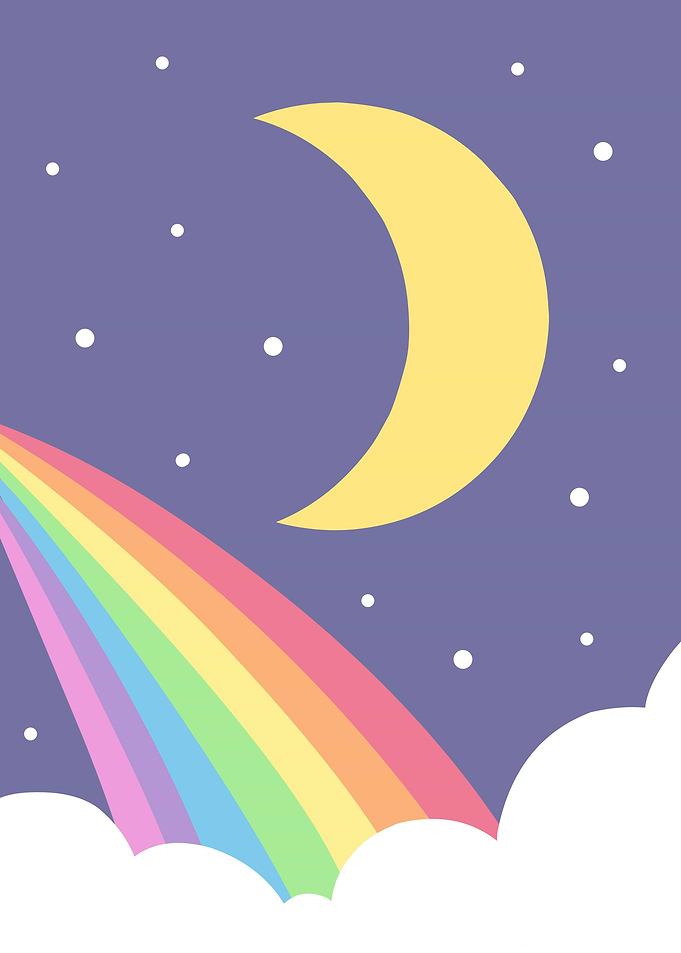 Moon rainbow pastel