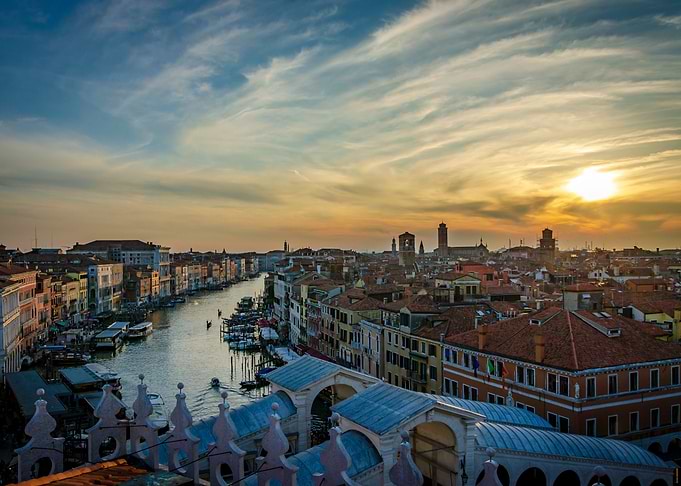 sunset over venice