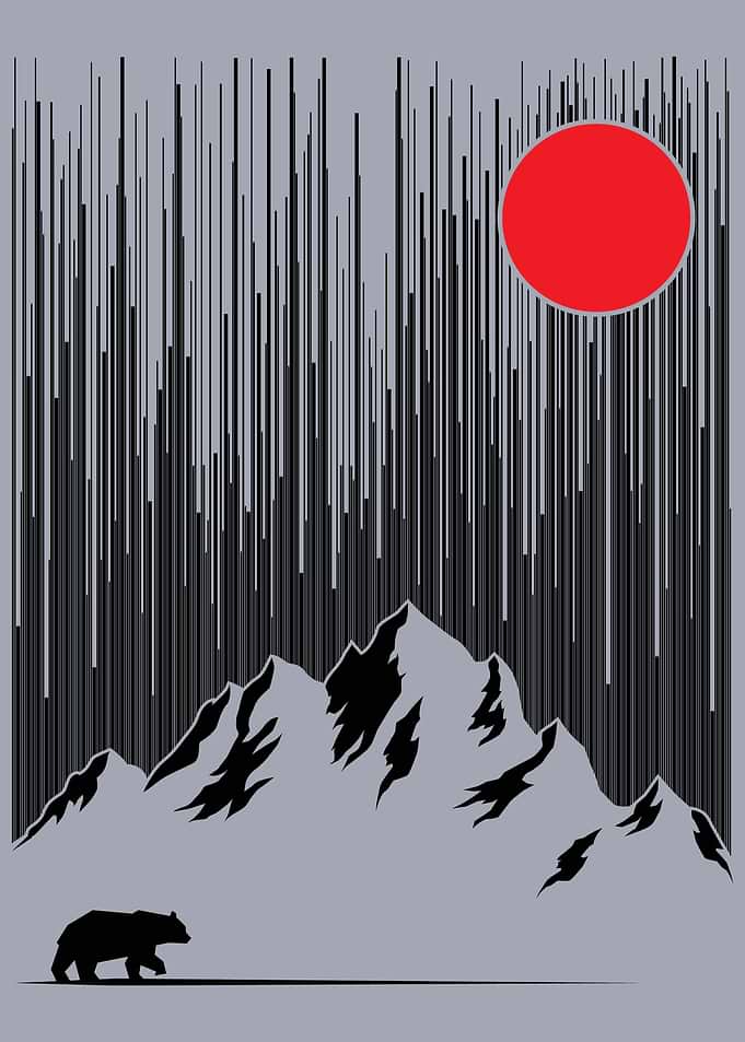 Bear and red moon