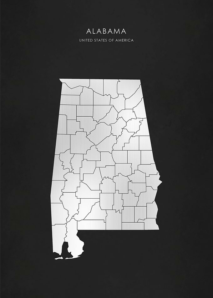 Silver Alabama State Map