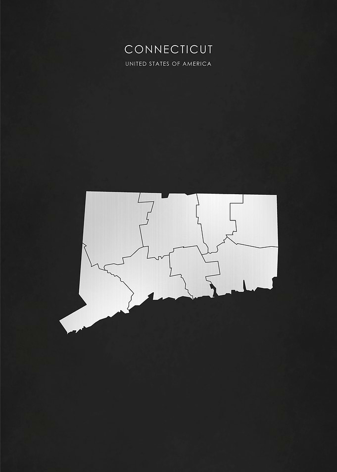 Silver Connecticut Map