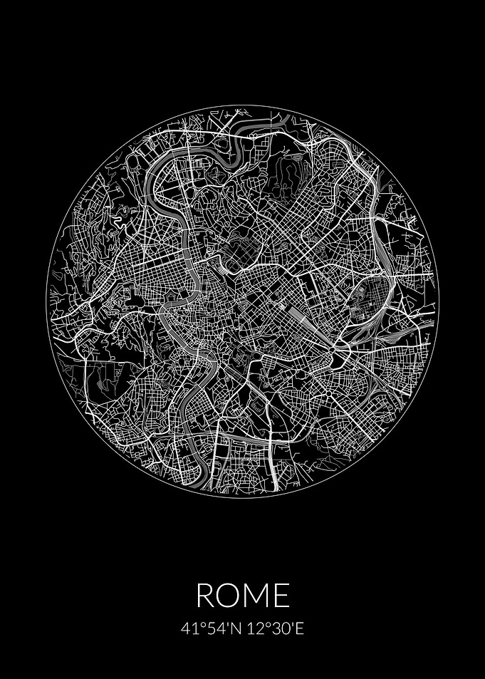 Rome City Map Black
