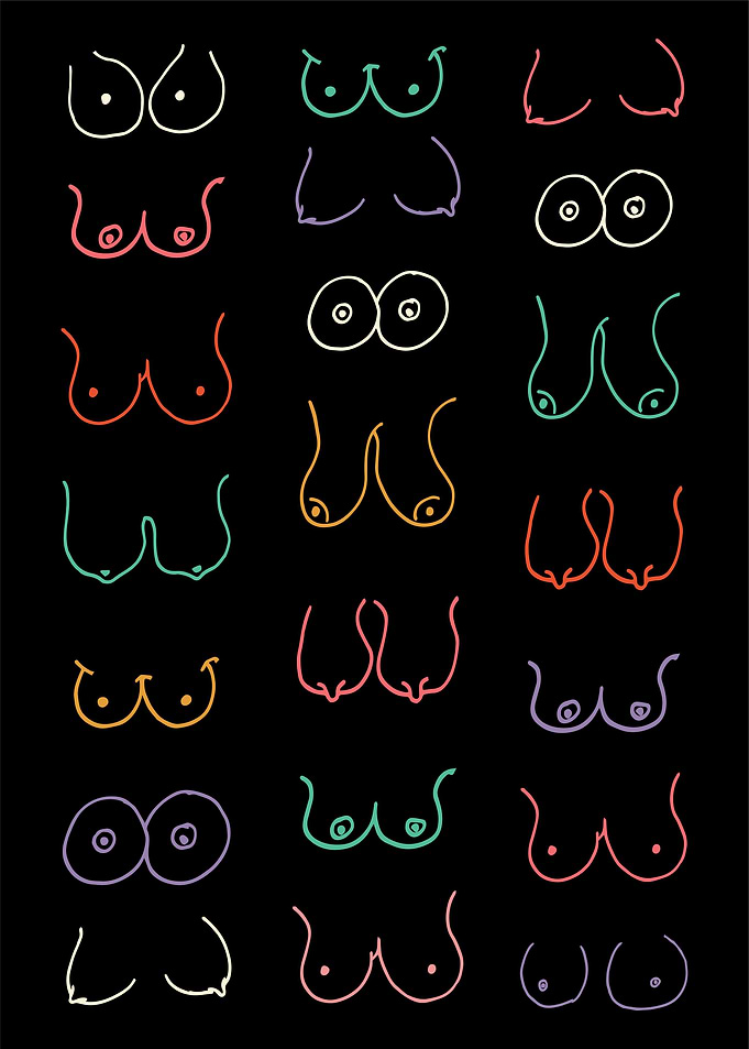 Neon Boobs Line Art