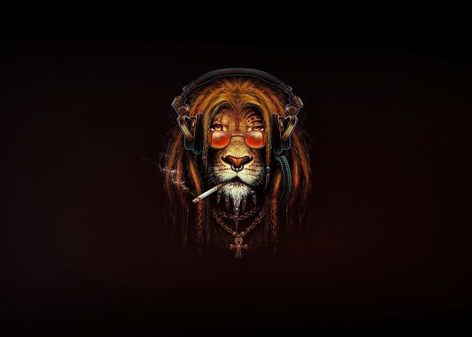 smoking lion digital art