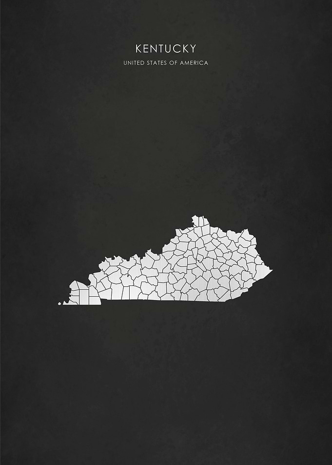 Silver Kentucky State Map