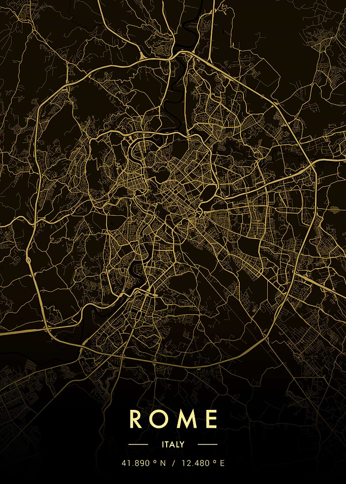 Rome City Map Gold