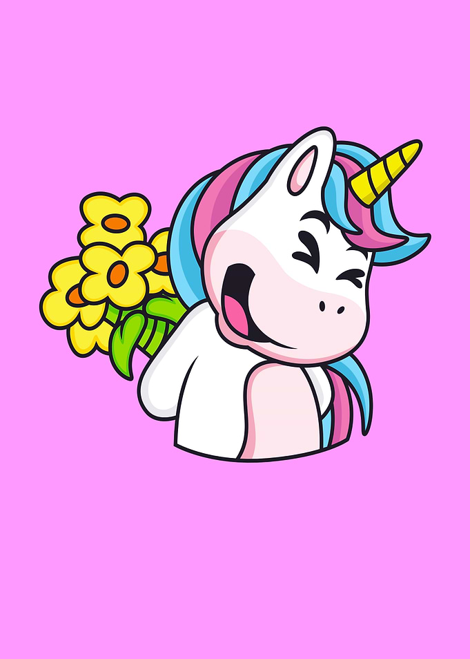 Cute Unicorn With Flowers