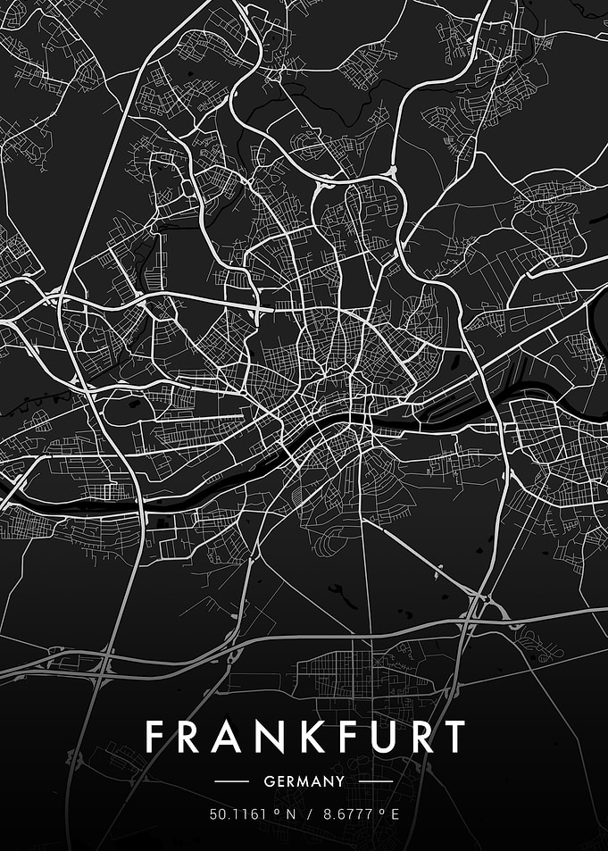 Frankfurt City Map Dark