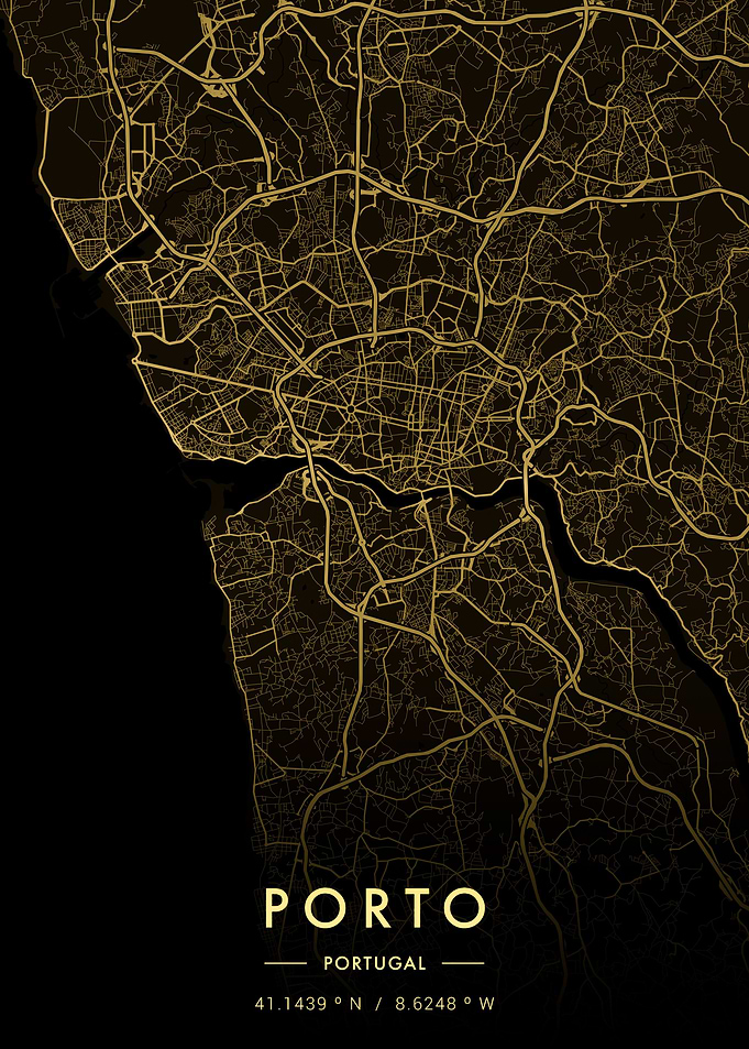 Porto City Map Gold