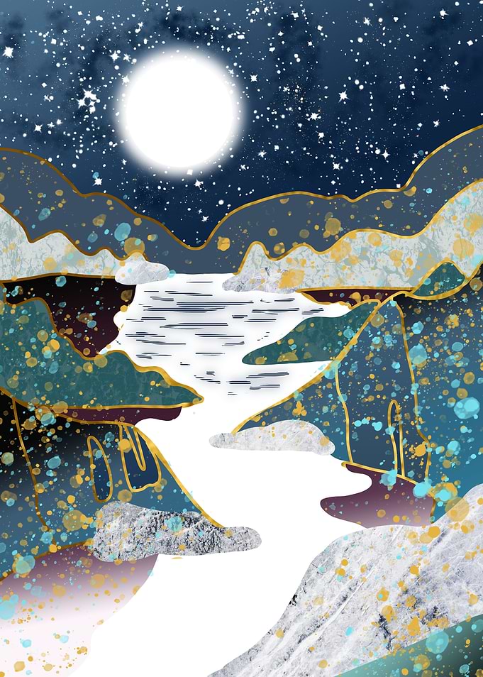 pond in moonlight