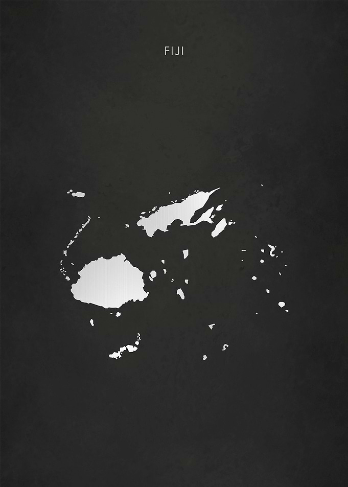 Silver Fiji Islands Map