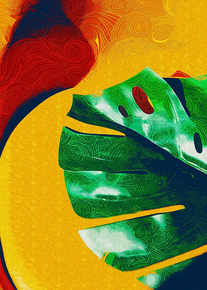 Yellow Background Monstera