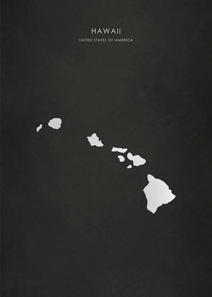 Silver Hawaii State Map