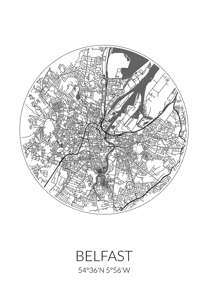 Belfast City Map White