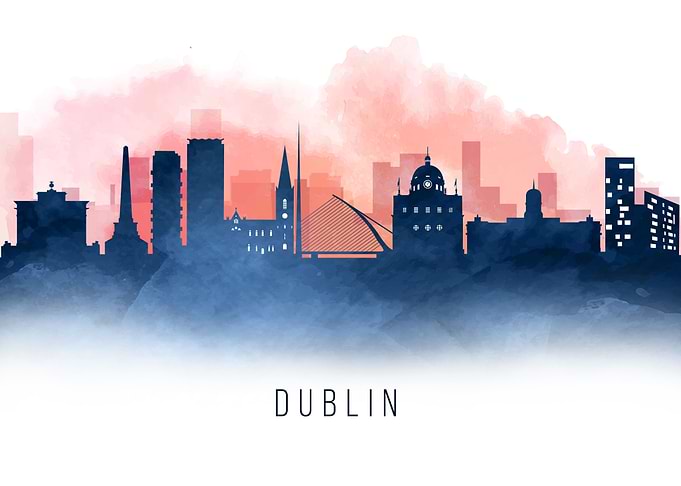Dublin Blue Red Skyline