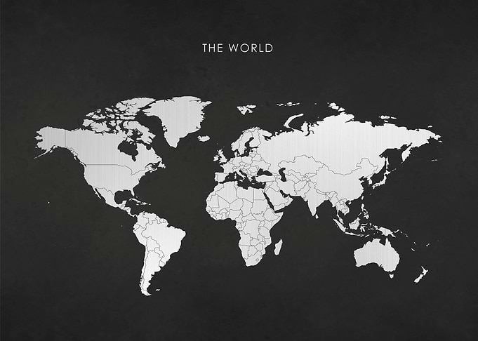 Silver World Map
