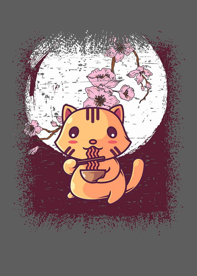 Ramen Cat Cherry Blossom