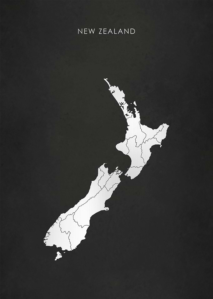 Silver New Zealand Map