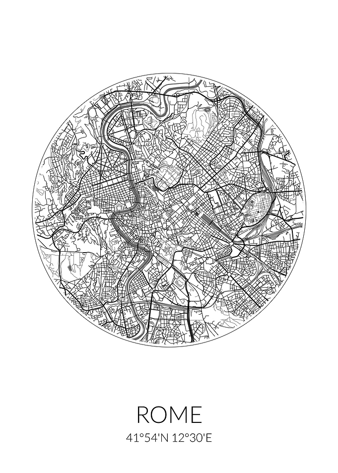 Rome City Map White