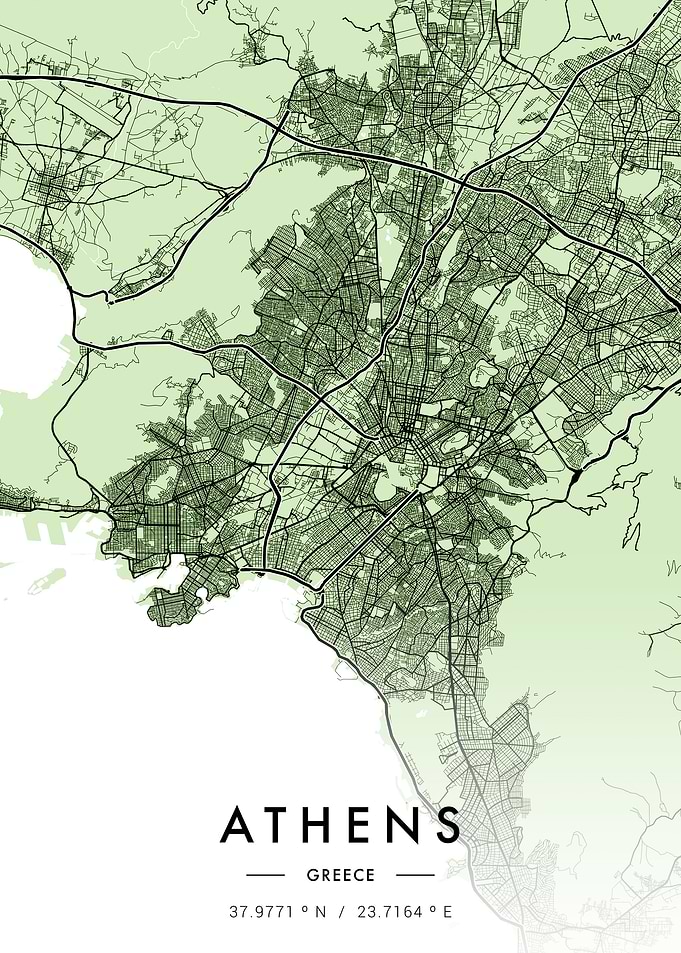 Athens City Map Green