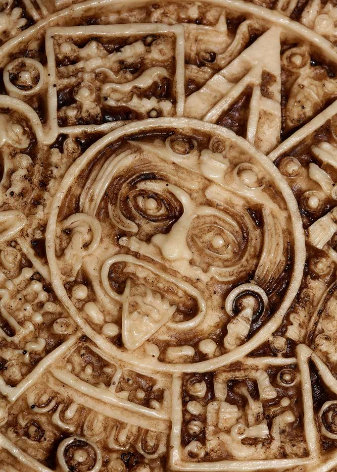 Aztec sun stone close up