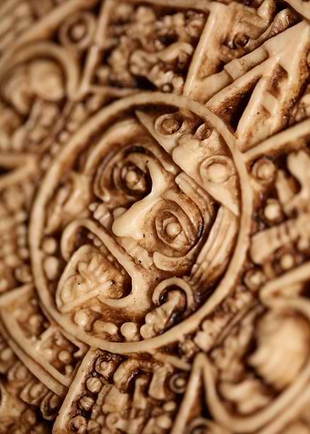 Aztec sun stone close up