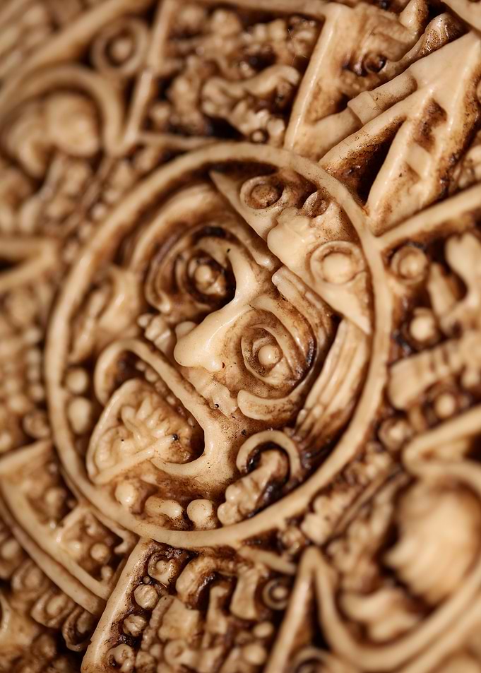 Aztec sun stone close up