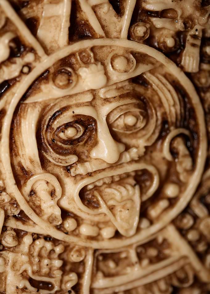 Aztec sun stone close up
