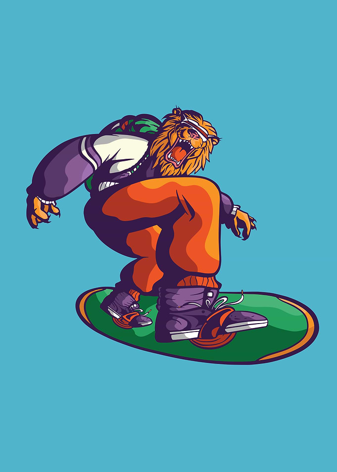 SNOWBOARD LION