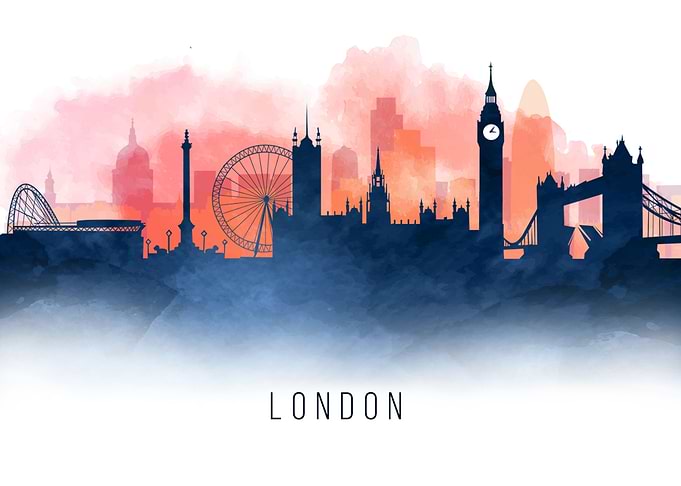 Blue Red Cityscape London