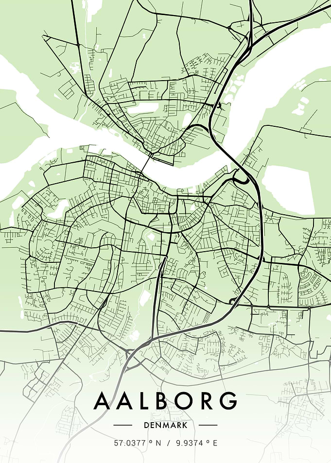 Aalborg City Map Green