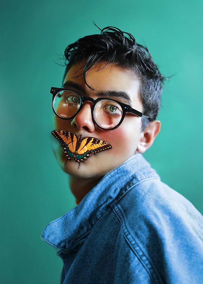 Butterfly on mouth