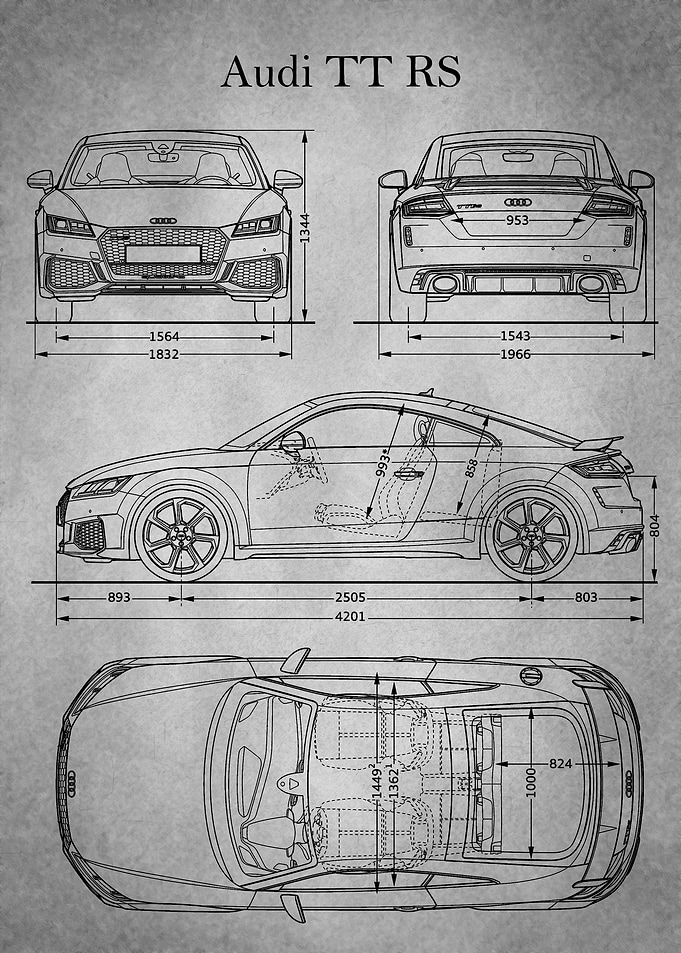 Audi TT RS 2019 gray old