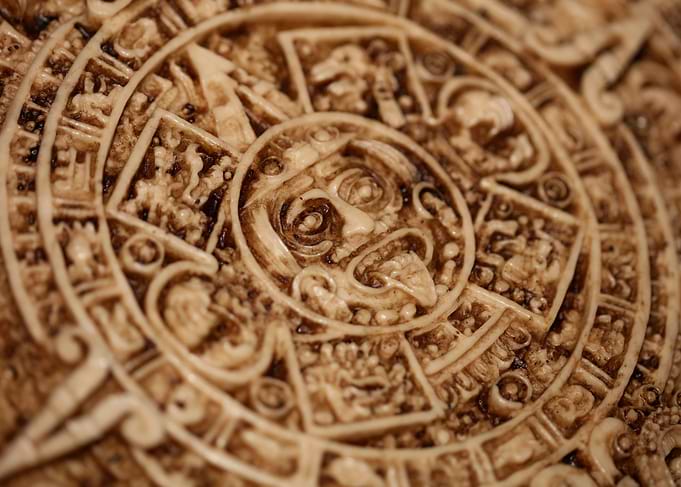 Aztec sun stone close up