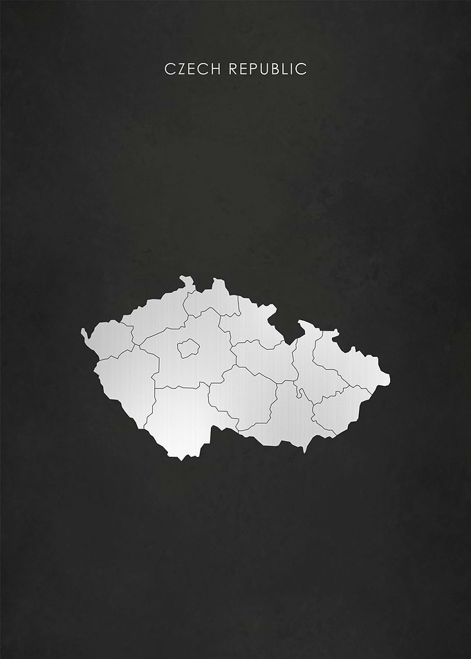 Silver Czech Republic Map